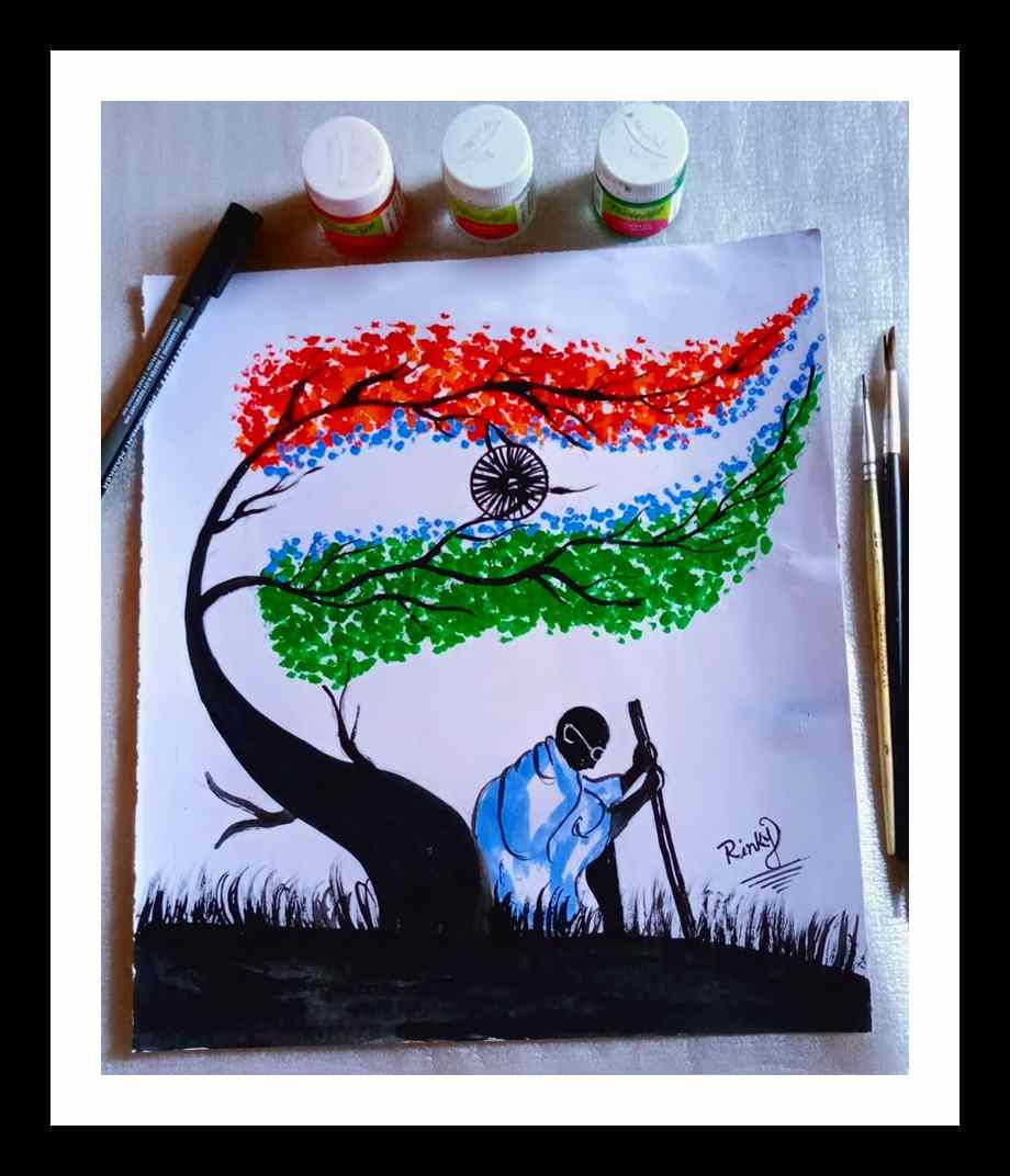 Independent day drawing, India drawing